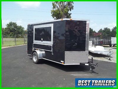 2015 6x12 New concession vending trailer black w electrical pkg 6 x 12 enclosed