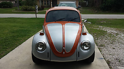 Volkswagen : Beetle - Classic Coupe 1973 silver and orange standard beetle chrome rims and over sized tires 195 60