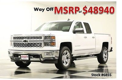Chevrolet : Silverado 1500 MSRP$48940 4WD LTZ Leather GPS  Summit White Double New 4X4 Navigation Heated Cooled Black 5.3L V8 2014 14 15 Chrome Rear Camera