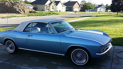 Chevrolet : Corvair 2 door 1965 convertible corvair blue with white convertible top in fair condition