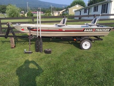 Bass Tracker Boat with Trailer Tolling Motor Hummingbird Fish Finder