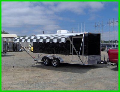 7x16 enclosed motorcycle cargo trailer A/C unit w awning toy hauler camper NEW