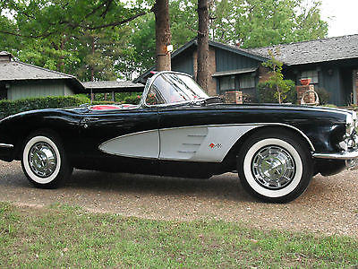Chevrolet : Corvette 1959 corvette dual quad frame off restoration black silver red interior