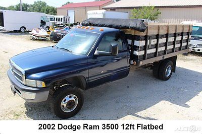 Dodge : Ram 3500 ST 2002 dodge ram 3500 12 ft flatbed 1 ton dually landscape bed 360 5.9 l v 8 used