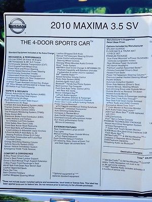 Nissan : Maxima SV 2010 nissan maxima sv premium and premium technology pkg
