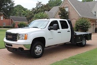 GMC : Sierra 3500 Crew Cab 4WD Flat Bed One Owner  Perfect Carfax Duramax Diesel  Flat Bed