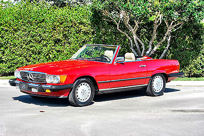 Mercedes-Benz : SL-Class 560SL NO RUST HARD AND SOFT TOP BEAUTIFUL RED/TAN  MERCEDES BENZ 560SL 1986 HARD AND SOFT TOP LOW RESERVE CONVERTIBLE AUTOMATIC !!!