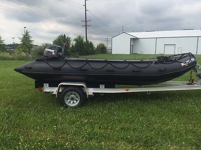 Zodiac FC530 Military Raiding/Rescue Craft, Rigid Floor, Motor, Trailer. Clean!!