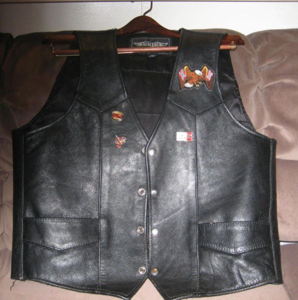 UNIK Confederate Leather vest with pins and patches