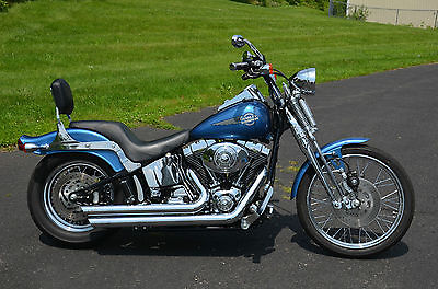 Harley-Davidson : Softail 2005 chopper blue harley davidson softail springer fxsts many extras low miles