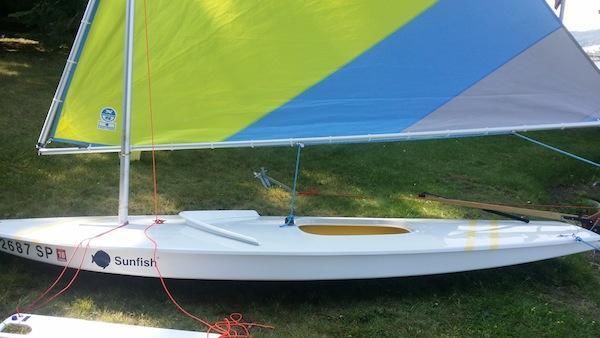 Sunfish, fully rigged.  Used probably 3