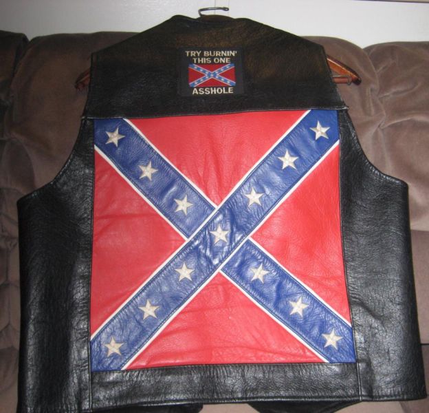 UNIK Confederate Leather vest with pins and patches, 1