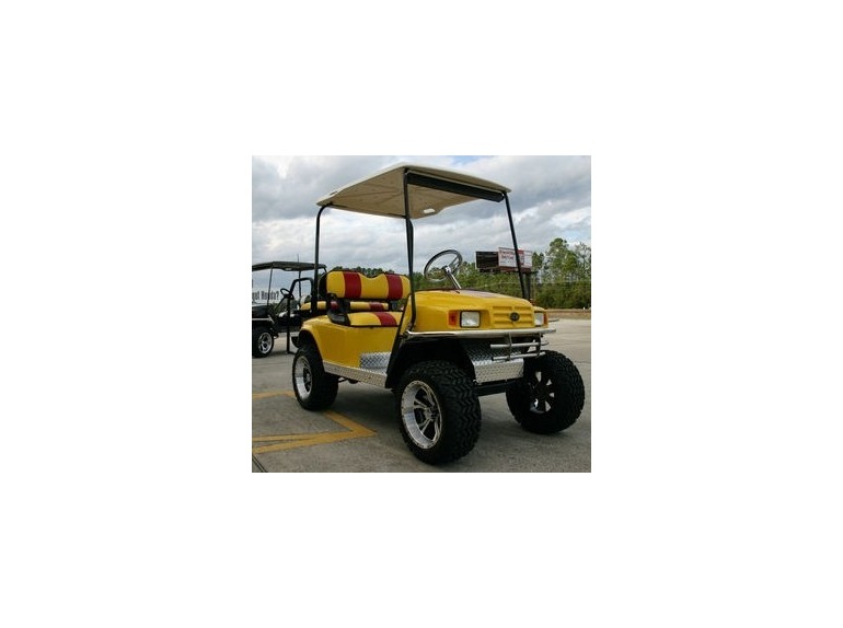 2011 Gsi EZ-GO Lifted Yellow & Red 36 Volt Electric Golf Cart