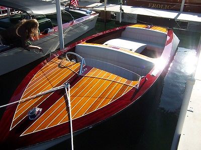 Beautiful classic wood utility boat made by Rockholt