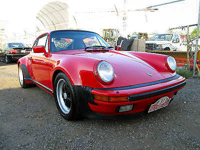 Porsche : 930 TURBO 3.3 87 porsche 930 turbo orig guard red paint blk leather full history norust as new