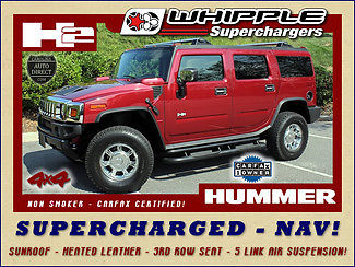 Hummer : H2 4X4 1SC - SUPERCHARGED-NAVIGATION SUNROOF-HEATED LEATHER-3RD ROW-5 LINK AIR SUSPENSION-CHROME PKG-BOSE-NON SMOKER!