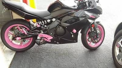 Kawasaki : Ninja Pink & Black Kawasaki Ninja 650r Motorcycle /Frame Sliders, Shorty Exaust Neons