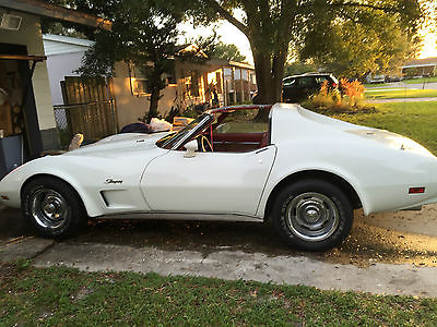 Chevrolet : Corvette L48 1976 corvette stingray l 48 white with red leather t top