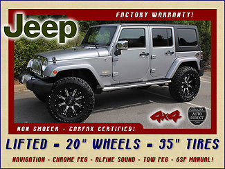 Jeep : Wrangler Unlimited Sahara 4x4- LIFTED-NAVIGATION 20 wheels 35 tires alpine sound hardtop tow pkg 6 speed manual non smoker