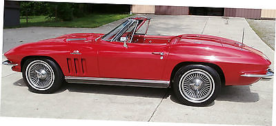 Chevrolet : Corvette convrtible 1966 corvette red red conv 427 425 hp ncrs top flight in april