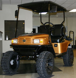 2012 Ez-Go Custom Black and Gold Lifted Electric Golf Cart