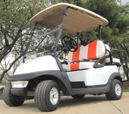 2012 Club Car White 48v Golf Cart w/ Custom Orange & White Seats