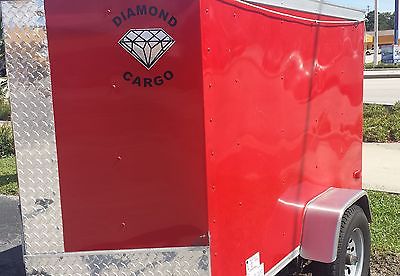 2014 DIAMOND CARGO 4X6 RED CARGO TRAILER V NOSE