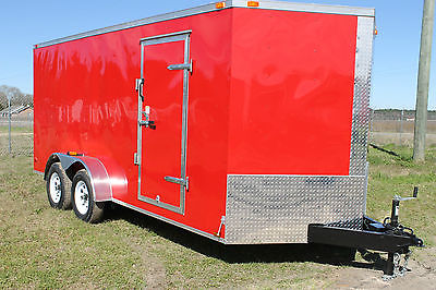 NEW 7x14 Enclosed Cargo Trailer V-Nose Utility Motorcycle 12 Landscape 16 Dual