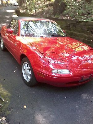 Mazda : MX-5 Miata MX5 BEAUTIFUL RED ORIGINAL 1 OWNER 1990 MIATA WITH 77K MILES EXTRA NICE !!