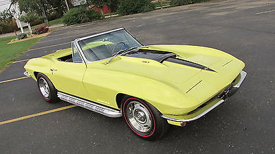 Chevrolet : Corvette 427 427 big block convertible 4 speed side exhaust sunfire yellow black restored