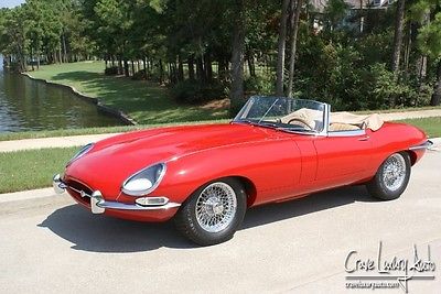 Jaguar : E-Type 1965 jaguar e type xke roadster carmen red tan interior fully restored