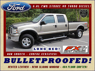 Ford : F-250 Lariat Crew Cab 4x4 Long Bed 4x4 FX4 BULLETPROOFED-HEATED LEATHER-NITTO TIRES-3A RACING EXHAUST-REAR SLIDER-DIESEL!