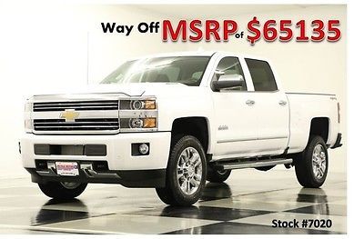 Chevrolet : Silverado 2500 HD MSRP$65135 4X4 High Country Diesel White Crew 4WD New 2500HD Duramax GPS Navigation Heated Leather Seats 14 15 Cab 6.6L V8 Sunroof