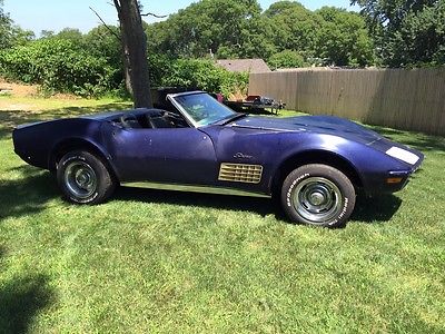 Chevrolet : Corvette STINGRAY  1971 corvette stingray convertible 4 speed mulsanne blue 350