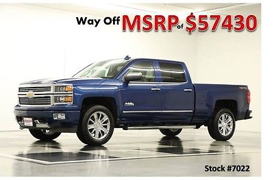 Chevrolet : Silverado 1500 MSRP$57430 DVD High Country DVD Sunroof Crew 4WD New GPS Heated Leather Seats 14 2014 15 Cab 5.3L 4X4 Deep Ocean Blue Metallic