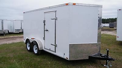 7x14 Enclosed Cargo Trailer V-Nose Tandem Axle Motorcycle Utility16 Lawn 2016
