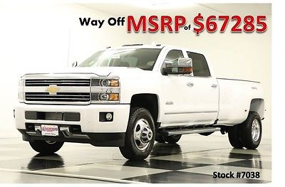 Chevrolet : Silverado 3500 HD MSRP$67285 4X4 Diesel High Country GPS White Crew New 3500HD Navigation Heated Leather Dually Sunroof 2014 14 15 Cab 4WD 6.6L V8
