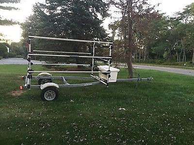 Venture Boat Trailer and Seitech Rack for Multiple Boats Plus Dock Box