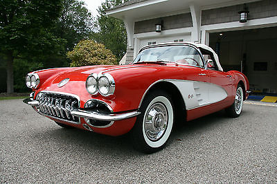 Chevrolet : Corvette Convertible 1959 c 1 corvette convertible 2 tops 4 spd low miles roman red