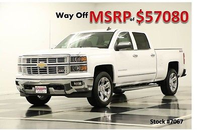 Chevrolet : Silverado 1500 MSRP$57080 4X4 LTZ Sunroof GPS Leather White Crew 4WD New Navigation Heated Cooled Seats 5.3 Rear Camera 2014 Cab Cocoa 20 In Chrome