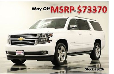 Chevrolet : Suburban MSRP$73370 4X4 LTZ DVD Sunroof Leather GPS White 4WD New Heated Cooled Seats Navigation Head Up Screens 2015 16 Black Rear Camera