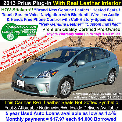 Toyota : Prius Plug-In with Premium Leather-Interior HOV-Stickers HOV Stickers, Real-Leather Heated Seats, Navigation, Camera, Bluetooth, Warranty