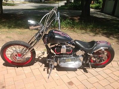 Custom Built Motorcycles : Chopper CUSTOM 2001 Harley Davidson Softail.  Hot Rod Flatz Black. Mint condition.