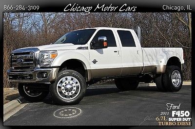 Ford : F-450 4dr Pickup 11 f 450 lariat superduty diesel dually lifted semi whls pearl white upgrade