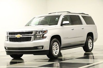 Chevrolet : Suburban 2 DVD Screens Leather Navigation Silver Ice Metallic 4X4 Like New Used Heated Seats GPS Rear Camera 2014 15 2016 Black Bench 4WD