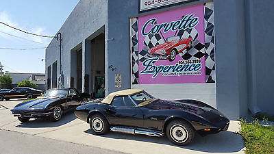 Chevrolet : Corvette Stingray Convertible 2-Door 1975 corvette stingray convertible l 48 sidepipes black w saddle interior