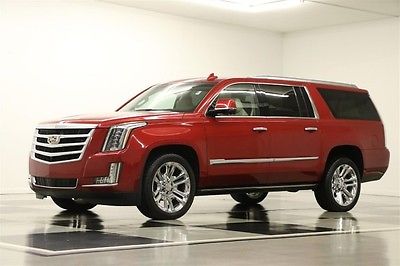 Cadillac : Escalade 4WD Premium ESV DVD Sunroof Leather GPS Crystal Red 4X4 Like New Navigation Heated Seats Player 2014 15 AWD Cocoa Rear Camera Used 6.2L