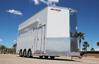 NEW!  ALUMINUM APACHE WEDGE 22 PLUS 4 ENCLOSED CARGO RACE STACKER TRAILER-LOADED