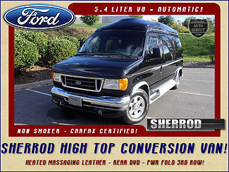 Ford : E-Series Van E-150 Recreational Sherrod High Top Conversion Van REAR DVD-REAR AIR- HEATED MASSAGING LEATHER-QUAD BUCKETS-PWR 3RD ROW-NON SMOKER!