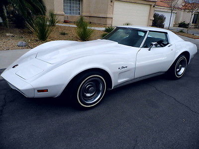 Chevrolet : Corvette Stingray 1974 chevy corvette stingray 350 v 8 white auto t tops power steering